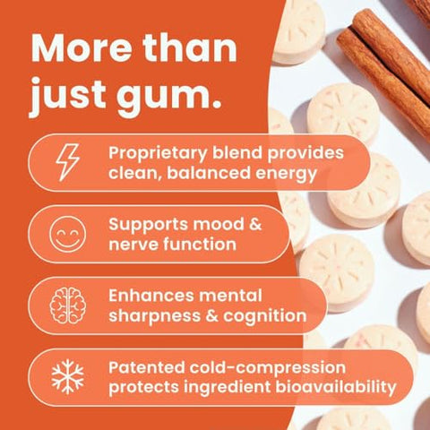 Energy Goma de Cafeína (54 Unidades) – Sem Açúcar com L-teanina, Cafeína Natural e Vitamina B12 - NeuroGum