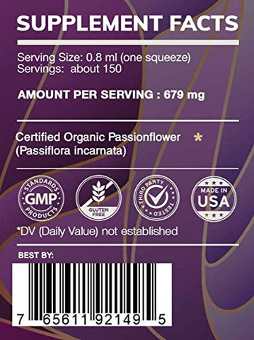HerbEra - Earth’s Love – Extrato Herbal de Passiflora Sem Álcool, Concentrado Super-Potente de Passiflora (Passiflora Incarnata) Ervas Secas (120 ml)