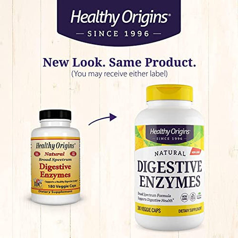 Enzimas Digestivas Healthy Origins (NEC) Amplo Espectro – com Protease, Amilase | 60 cápsulas