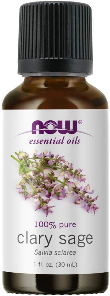 NOW Foods - Óleo Essencial NOW, Sálvia Esclareia, Aromaterapia Concentrada, Destilado a Vapor, 100% Puro, Vegano, Tampa Resistente a Crianças, 30ml