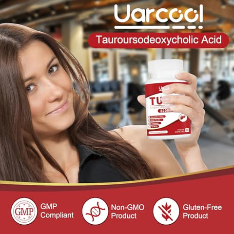 Uarcool - TUDCA 2200MG: Suporte ao Fígado, Desintoxicação e Saúde Digestiva – Ácido Tauroursodeoxicólico com Bile de Boi, Enzimas Digestivas – Não-OGM