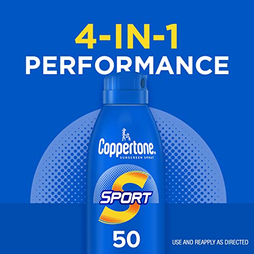 SPORT Protetor Solar Spray FPS 50 163 ml, Resistente à Água, Amplo Espectro, Pacote Econômico, Pack com 3 – Protetor Solar Coppertone SPORT - Coppertone