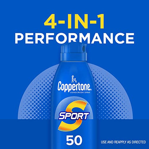 SPORT Protetor Solar Spray FPS 50 163 ml, Resistente à Água, Amplo Espectro, Pacote Econômico, Pack com 3 – Protetor Solar Coppertone SPORT - Coppertone