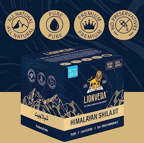 LIONVEDA - Resina de Shilajit do Himalaia 45g com 85 Minerais Traços – Marca em Destaque