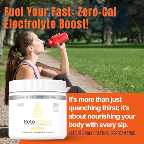 Keto K1000 Pó de Eletrólitos | Limonada | Bebida Hidratante em Pó | Aumente a Energia | 1000mg de Potássio | Marca Hi-Lyte - Hi-Lyte
