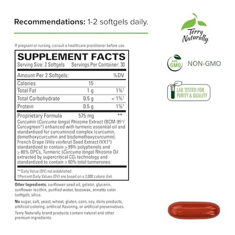 CuraMed Clinical OPC – 60 Softgels – com BCM-95 Curcumin | Óleo de Cártamo | Antioxidante Natural | 60 cápsulas | Alta Absorção | Marca Terry Naturally - Terry Naturally
