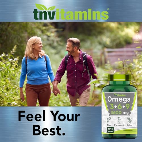 tnvitamins - Triple Omega 3◆ 6◆ 9: 3600mg x 120 Softgels | Ácidos Graxos Essenciais Ômega de Óleo de Peixe (EPA)