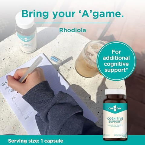ONE A DAY - One A Day Suplemento Cognitivo – Suporte para Desempenho Cognitivo com Bacopa e Rhodiola – Homens e Mulheres – 60 cápsulas