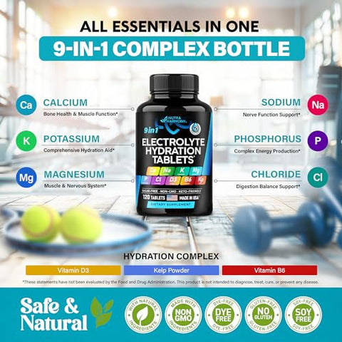 NUTRAHARMONY - Pílulas de Sal com Magnésio, Cloreto de Potássio, Sódio e Vitaminas D  | Fórmula Avançada para Saúde e Bem-Estar