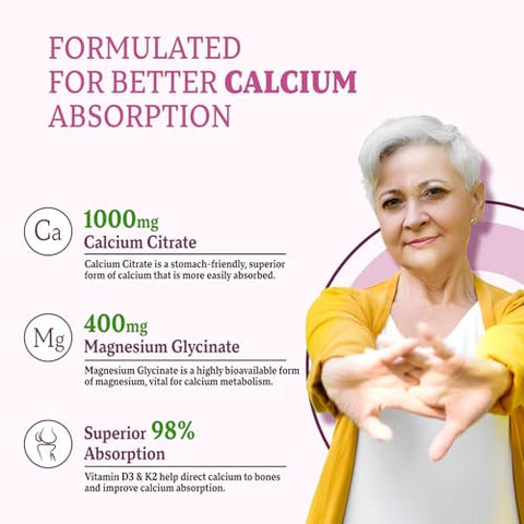 Zetelixia - Gomas de Cálcio para Mulheres e Homens, Cálcio Magnésio Zinco com Vitamina D3