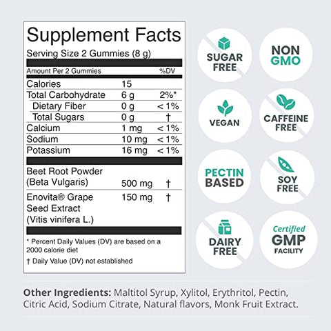 SuperBeets Gummies de Circulação – Energia Saudável para o Coração, Extrato de Semente de Uva - humanN