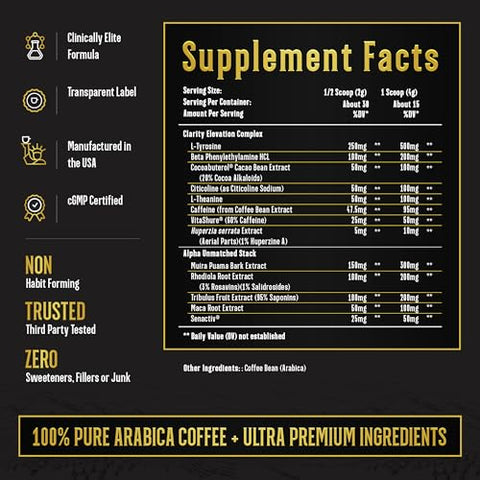Join Top Shelf Grind - Alpha Grind – Café de Maca Instantâneo para Homens Energia Natural Cérebro Nootrópico para Clareza Eterna, Foco | Crescimento Muscular Magro