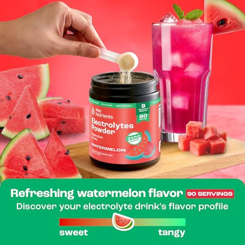 Pó Multivitamínico e Eletrolítico Sem Açúcar – Refrescante Pó de Melancia – Resistência – 500g - KEY NUTRIENTS