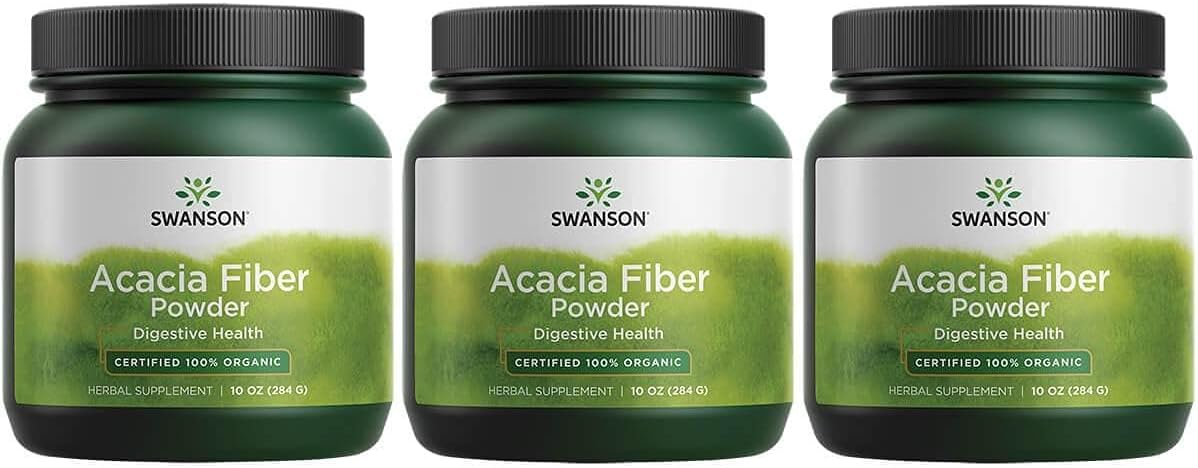 Fibra de Acácia Orgânica Certificada 100%% em Pó 284g (3 Pacotes) - Swanson