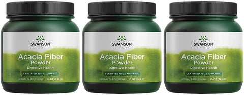 Fibra de Acácia Orgânica Certificada 100%% em Pó 284g (3 Pacotes) - Swanson