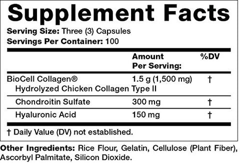 Biocell Collagen II 1500mg Cápsulas Suplemento – Sem GMO, Sem Glúten, Sem Alergênicos – Suporte para a Pele - Olympian Labs