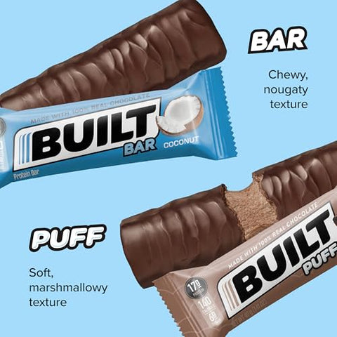 Built Bar - Pacote Variado de Barras de Proteína Built, Barras de Alta Proteína de 17g, Lanches Proteicos para Levar
