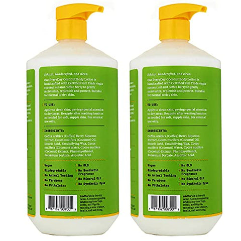 Everyday Coconut Loção Hidratante Corporal, Pele Normal a Seca, Óleo de Coco Hidratante para Suavidade - Alaffia