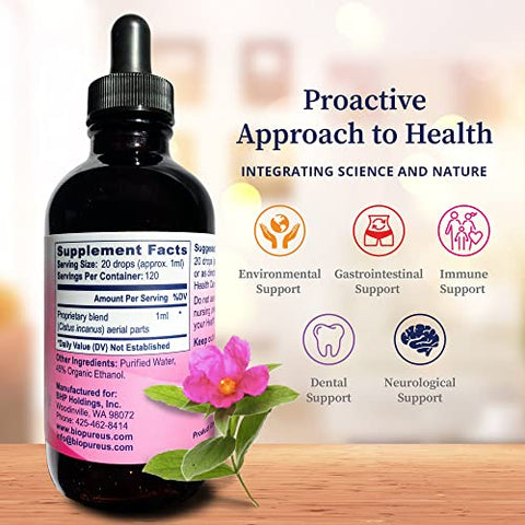 Cistus Incanus Extrato Herbal – Tintura de Cistus Incanus Selvagem Orgânico Rico em Antioxidantes e Polifenóis – 100ml - BioPure