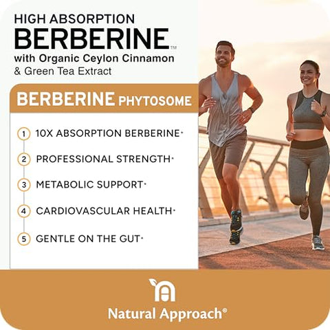 Natural Approach - Berberina Fitosomo de Alta Absorção – 10X Mais Biodisponível | Suporte Metabólico para Mulheres | Marca: High Absorption