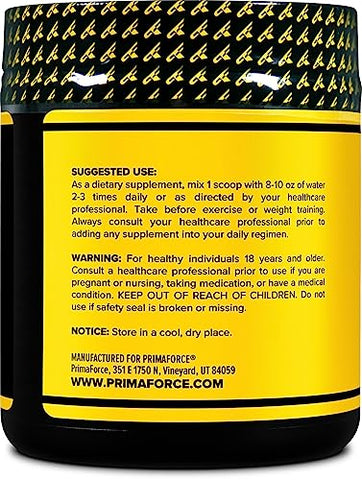 Primaforce - PrimaForce AAKG Arginine em Pó, 250g (L-Arginina e Ácido Alfa-Cetoglutárico) – Suplemento Premium para Treino, Vegano, Livre de Glúten