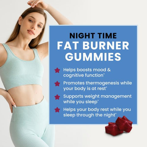 Nobi Nutrition - Queimador de Gordura Noturno em Gomas, Suporte ao Sono – Marca: Night Time Fat Burner Gummies