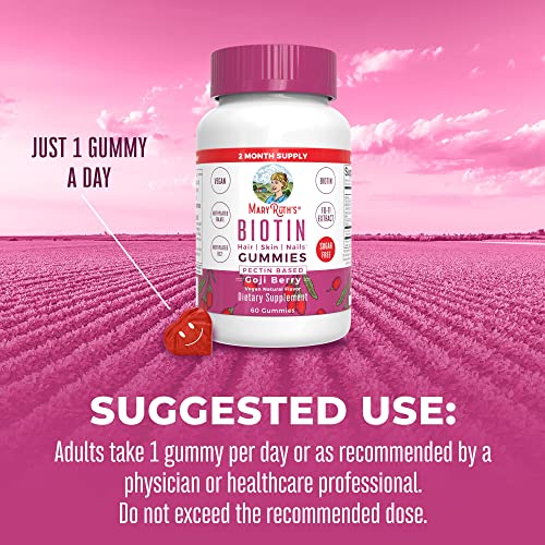 Biotina | Sem Açúcar | 2 Meses de Fornecimento | Gomas de Biotina | Vitaminas de Biotina para Cabelo e Pele - MaryRuth Organics