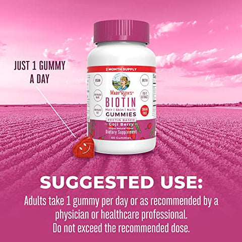 Biotina | Sem Açúcar | 2 Meses de Fornecimento | Gomas de Biotina | Vitaminas de Biotina para Cabelo e Pele - MaryRuth Organics