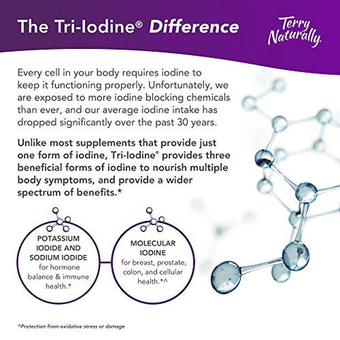 Tri-Iodine 25 mg – 25000 mcg Iodo, 60 Cápsulas Veganas – Equilíbrio Hormonal, Estimula o Seio - Terry Naturally