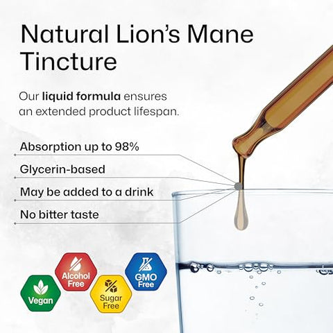 BIO KRAUTER - Extrato Líquido de Cogumelo do Leão – Suporte Cerebral – Tintura de Extrato de Cogumelo do Leão – 118 ml
