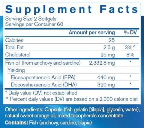 Finest Pure Fish Oil Capsules | Suporte para Função Cerebral | 120 Cápsulas - Pharmax