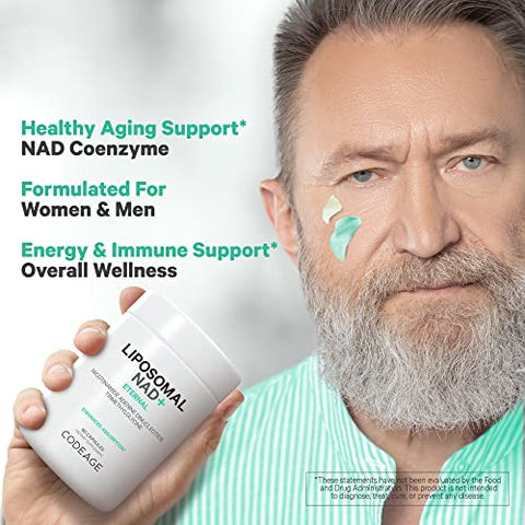 Liposomal NAD – Suplemento de NAD Nicotinamida Adenina Dinucleotídeo – 500 mg por Porção - Codeage