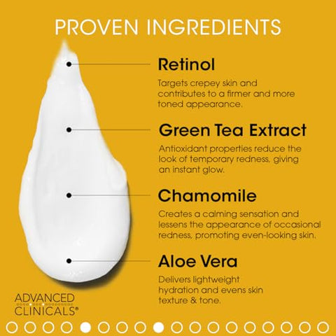 Creme Hidratante Facial com Retinol | Tratamento para Pele Enrugada | Loção Corporal Sem Fragrância que Combate a Aparência de Pele Enrugada e Rugas | 50g - Advanced Clinicals