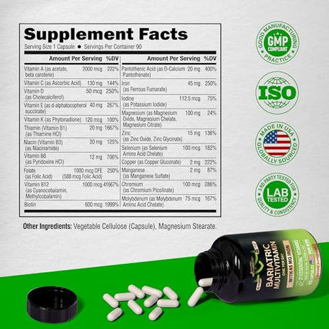 NUTRAHARMONY - Multivitamínico Bariátrico – 45 mg de Ferro – Fabricado nos EUA – para Mulheres – Marca em Destaque