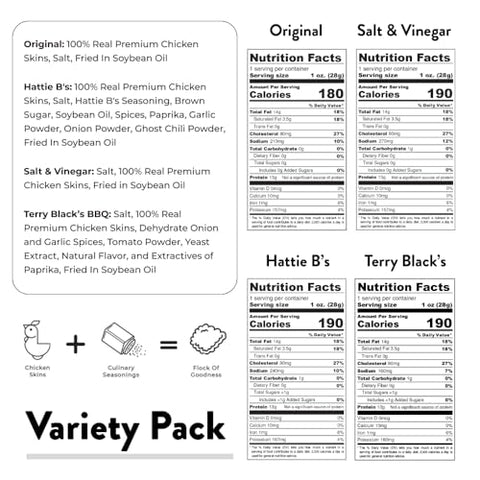 Keto – Pacote com 4 Sabores de Chips de Pele de Frango | Baixo Carboidrato, Alto Teor de Proteína, Sem Açúcar, Sem Glúten | Chips de Frango Crocantes para Pessoas | 8-Pack (28g) - Flock