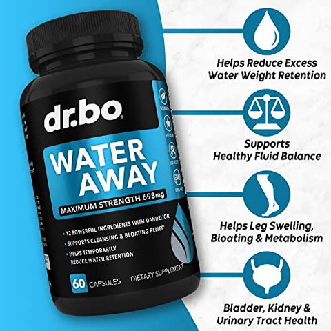 DR. BO - Pílulas Diuréticas para Retenção de Água – Suplementos Naturais Diuréticos para Desinchar a Barriga