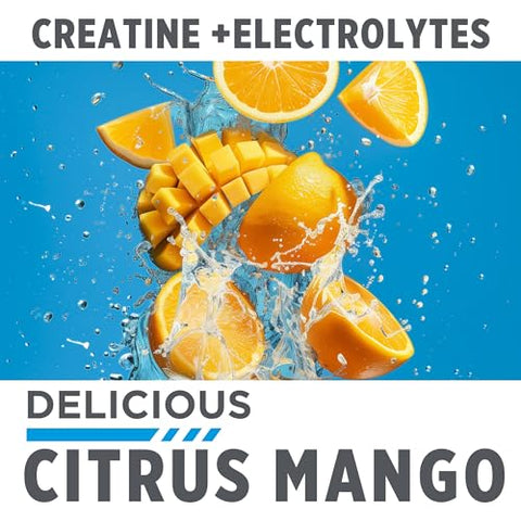 CON-CRET - Creatine HCl Hydration | Pó de Eletrólitos | Citrus Mango | Sem Açúcar | Fórmula de Reidratação com Potássio, Sódio, Zinco, Magnésio para Hidratar | 500g