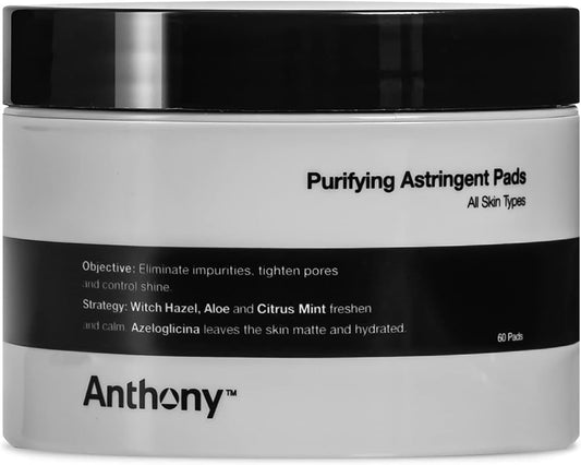 Witch Hazel Pads: 60 Unidades, Tônico Adstringente Purificante – Aloe Vera e Citrus Mint, Elimina Impurezas, Minimiza Poros e Controla o Brilho - Anthony