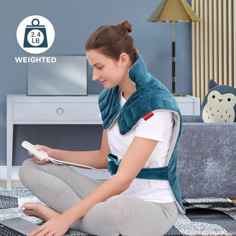 Aquecedor Elétrico Ponderado XXL Comfytemp para Alívio de Dor nas Costas, 22″x33″, FSA HSA Elegível, 2H Auto-Off, Envoltório Aquecido Grande para Costas, Presentes de Aniversário para Mulheres