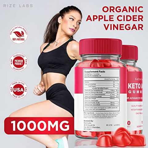 rize labs - (3 Pacotes) Gomas Ketoviva Keto – Gomas Ketoviva Keto ACV para Perda de Peso Avançada com Vinagre de Maçã – Forte Ação contra Gordura Abdominal – Gomitas Extra Potentes