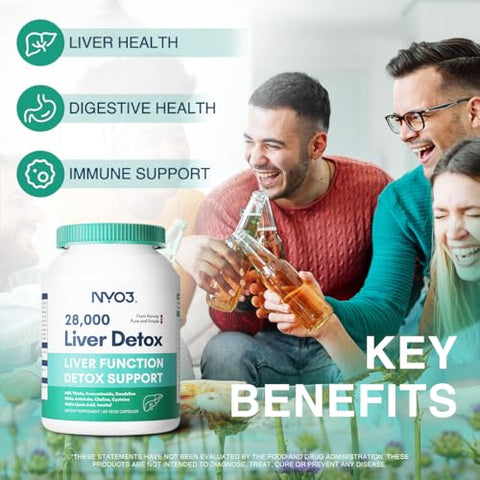 NYO3 - Milk Thistle Liver Detox 200mg com Raiz de Dente-de-leão – Marca: [Nome da Marca]