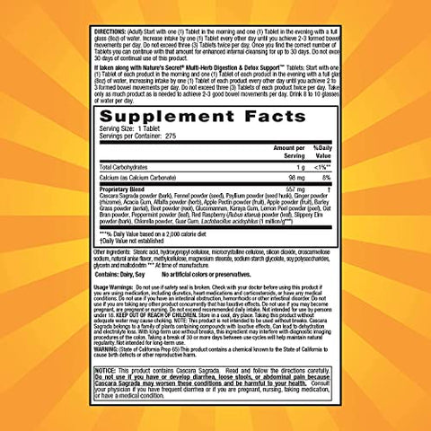 Nature's Secret - Nature’s Secret: Limpeza e Desintoxicação do Cólon com Multi Fibra, 275 tabs (3 pacotes) – Marca Nature’s Secret