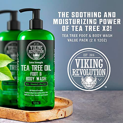 Sabonete Viking Revolution Tea Tree Oil para Homens – Combate Pé de Atleta, Fungos nas Unhas, Coceira na Virilha, Eczema, Tinea Corporis