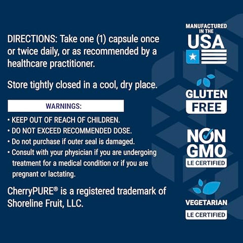 Tart Cherry com CherryPURE® – Antocianinas, Estresse Oxidativo, Recuperação Muscular, Suporte ao Exercício, Conforto Muscular – 60 Cápsulas Vegetarianas, Livre de Glúten, Não-OGM - Life Extension