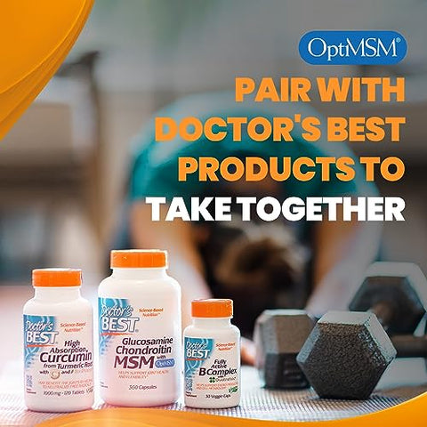 Doctor's BEST - Doctor’s Best Glucosamina Condroitina Msm com Cápsulas OptiMSM, Suporte Articular para uma Estrutura e Função Articular Saudáveis