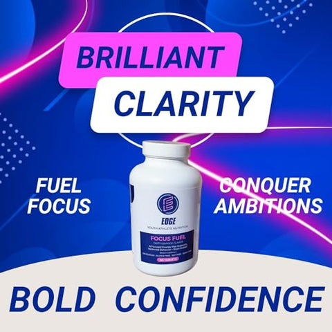Edge Youth Athlete Nutrition - Melhore o Desempenho de Jovens Atletas com Focus Fuel: Suplemento Natural para Concentração e Performance Infantil | Aumente Concentração, Clareza e Desempenho para Atletas Jovens