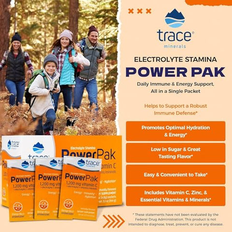 Electrolyte Stamina Power Pak Laranja Explosiva Trace Minerals 4.8g cada 30 Pacotes