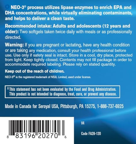 Finest Pure Fish Oil Capsules | Suporte para Função Cerebral | 120 Cápsulas - Pharmax
