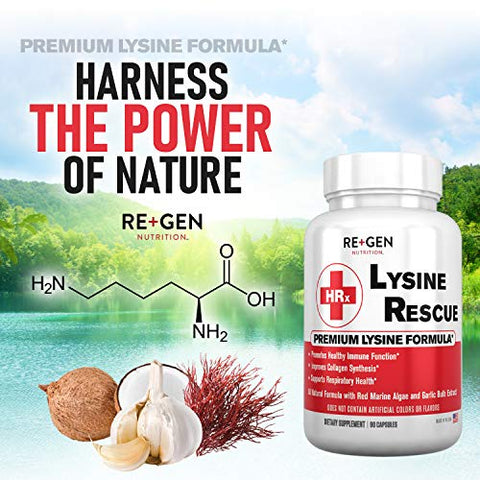 Re+Gen Nutrition - Re Gen Nutrition Lysine Rescue: Suplemento de Aminoácidos para Fortalecer a Imunidade