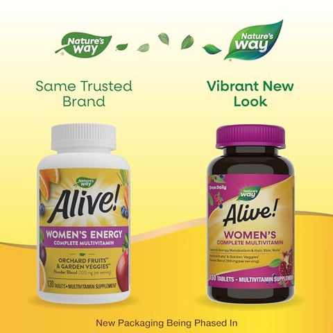 Nature's Way - Nature’s Way Alive! Multivitamínico Completo Diário para Mulheres, Suporta Metabolismo Energético, Cabelo, Pele